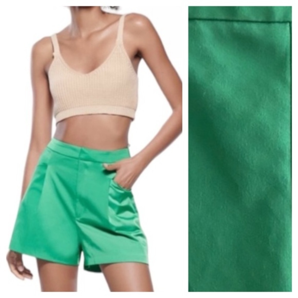 Zara Green High Waist Shorts